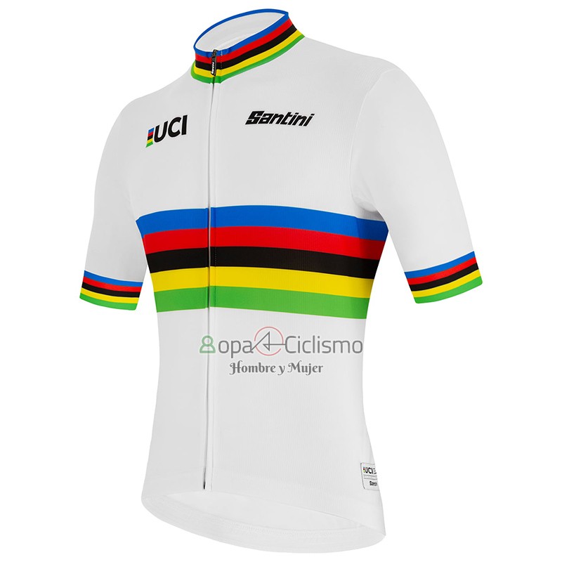 Uci Mondo Campione Ropa Ciclismo Culotte Corto 2023 Hombre Mangas Cortas Rainbow